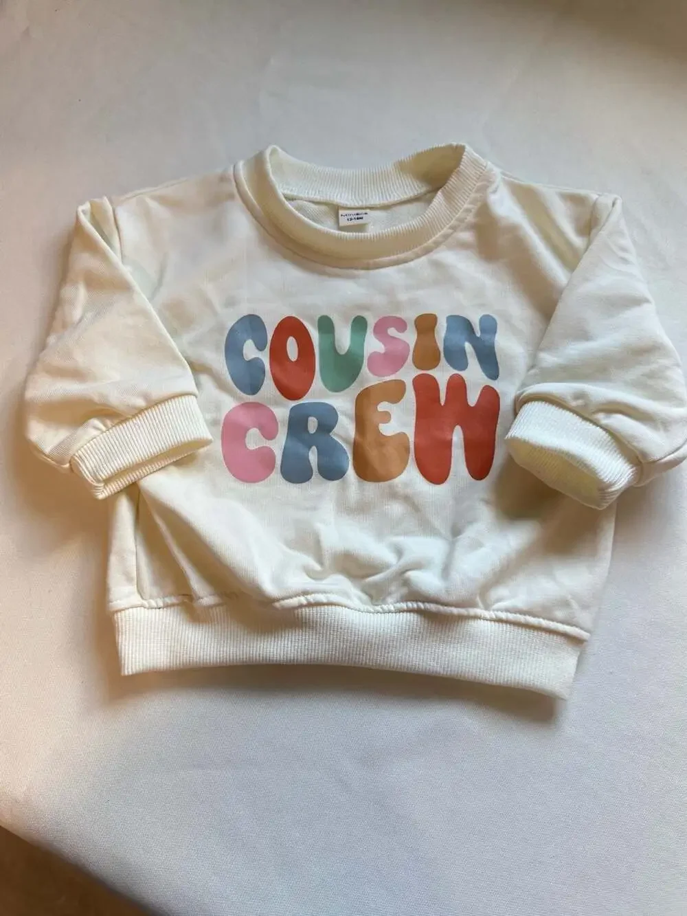 Retro Cousin Crew Sweatshirt Groovy Graphic Toddler Baby Neutral 12-18M